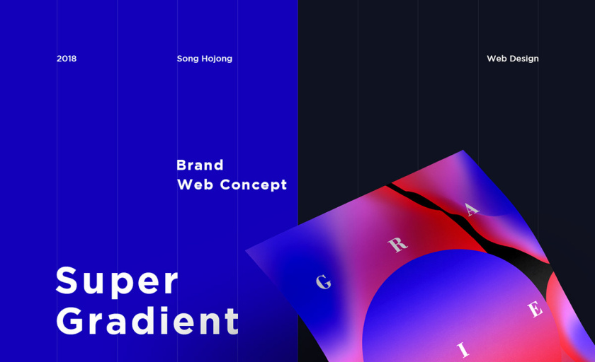 Super Gradient 超梯度品牌網站概念設計，超明亮炫酷漸變色設計