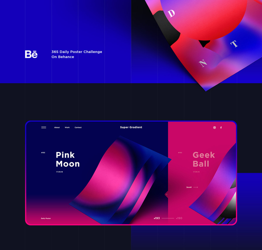 Super Gradient 超梯度品牌網站概念設計，超明亮炫酷漸變色設計