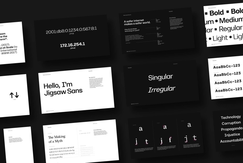 Jigsaw 安全技術科技公司logo設計vi設計，剪切的幾何圖形
