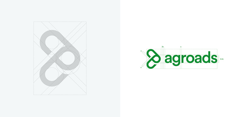 Agroads 農(nóng)業(yè)電子商務(wù)品牌logo設(shè)計(jì)，字母a+g，綠色線條logo