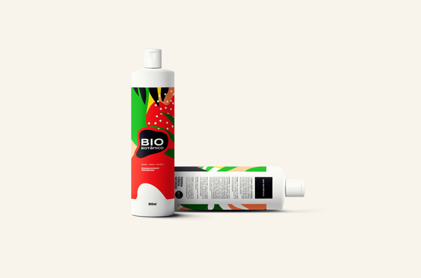 Bio Botanico 專業護發產品包裝設計，鮮艷熱帶風格元素