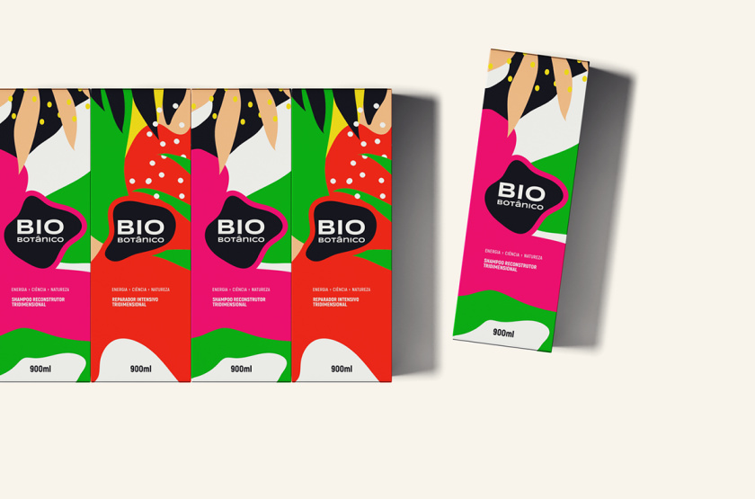 Bio Botanico 專業護發產品包裝設計，鮮艷熱帶風格元素