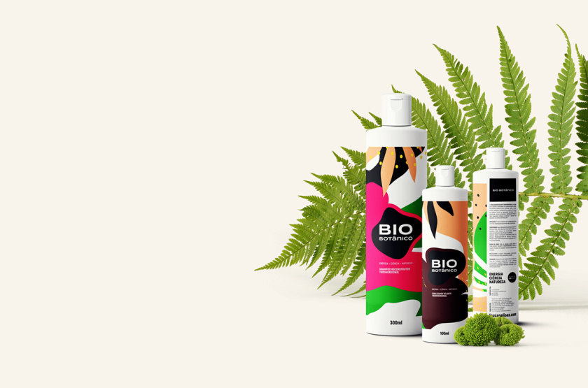 Bio Botanico 專業護發產品包裝設計，鮮艷熱帶風格元素