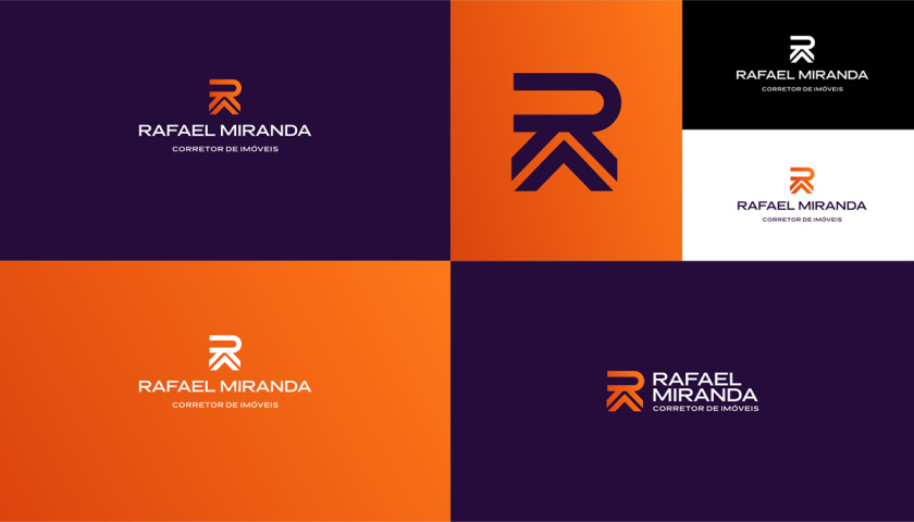 Rafael Miranda 房地產經紀公司logo設計vi設計，字母R+房子組成