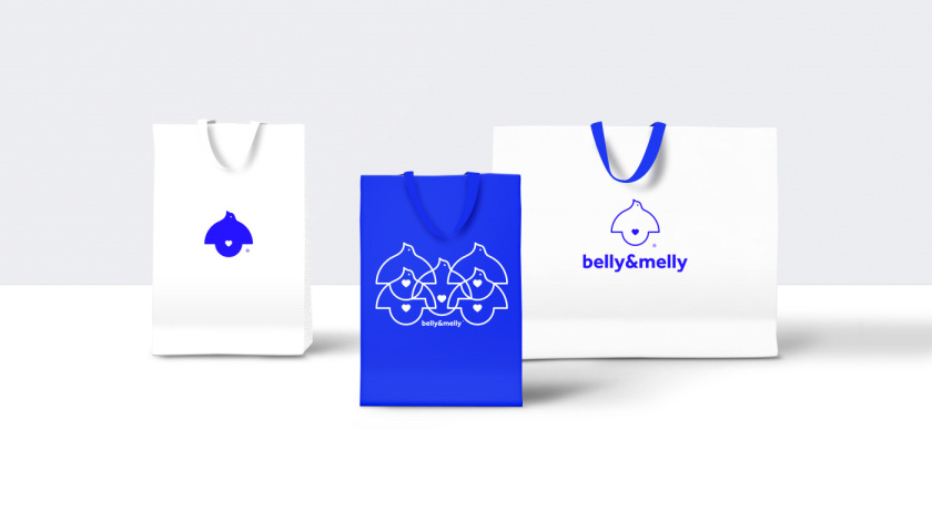 belly&melly 母嬰用品品牌logo設計vi設計，小鳥+燈泡+心形