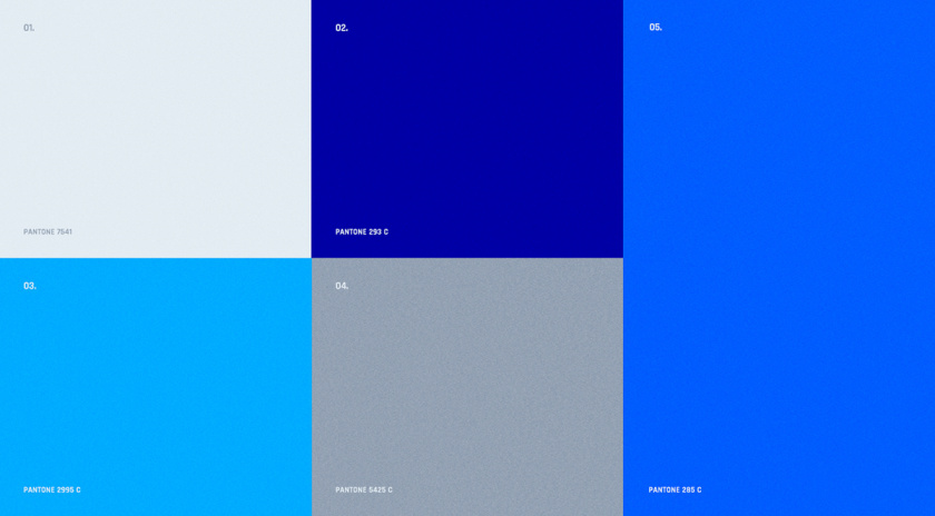Blue 5 Solutions 科技公司企業(yè)品牌形象vi設(shè)計(jì),,幾何同色系藍(lán)色色塊輔助圖形