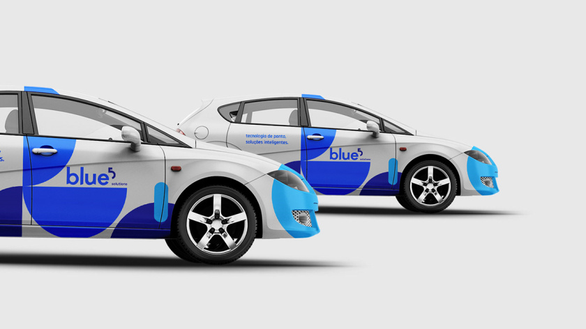 Blue 5 Solutions 科技公司企業(yè)品牌形象vi設(shè)計(jì),,幾何同色系藍(lán)色色塊輔助圖形