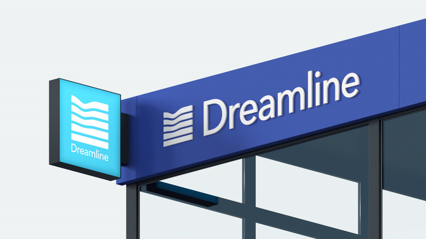 Dreamline 睡眠產(chǎn)品床墊寢具品牌logo設(shè)計(jì)vi設(shè)計(jì)，床墊多層結(jié)構(gòu)承受人體壓力的圖形
