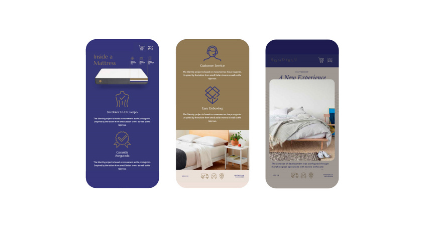 RONDIBLU 床墊睡眠產品品牌形象vi設計，交織的紡織與床墊波浪曲線
