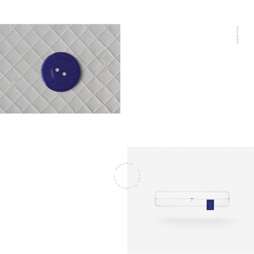 RONDIBLU 床墊睡眠產品品牌形象vi設計，交織的紡織與床墊波浪曲線