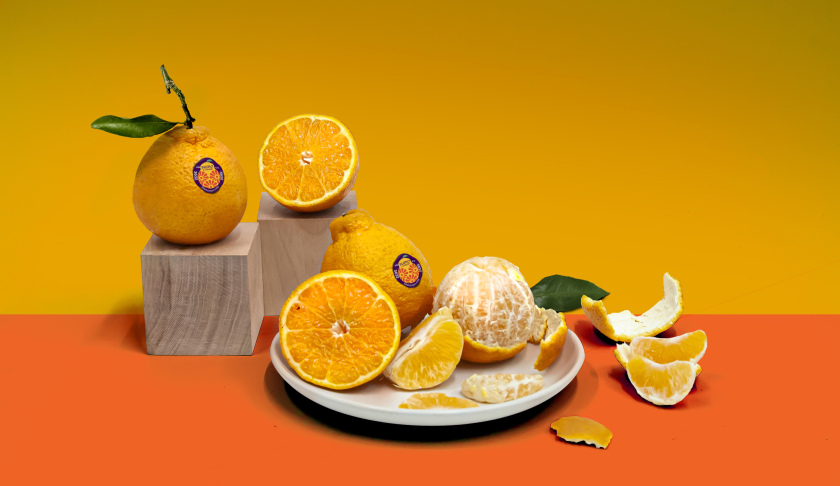 Sumo Citrus 橘子包裝箱設計靈感來自水果的獨特形狀和日式圖案