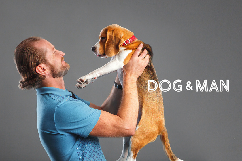 DOG&MAN 狗糧寵物食品包裝設(shè)計，男人與狗的親密照片