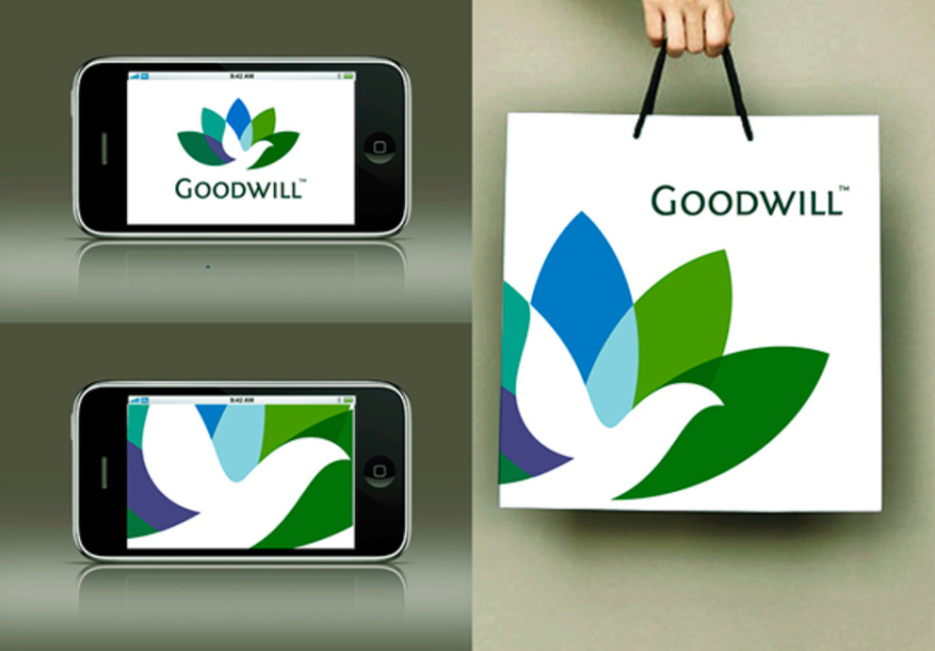 Goodwill 糧食面粉企業品牌logo設計與品牌形象識別設計，小鳥與花朵結合元素