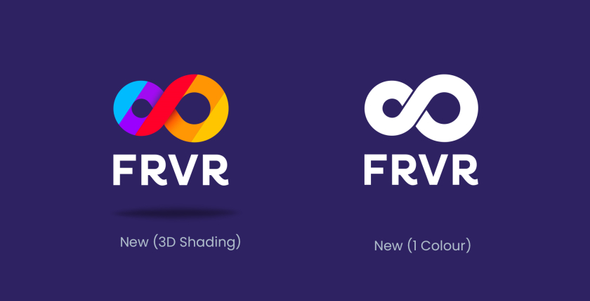 FRVR免費休閑游戲平臺網站品牌重塑,對角線顏色分割無窮大造型LOGO設計 FRVR免費休閑游戲平臺網站品牌重塑,對角線顏色分割無窮大造型LOGO設計