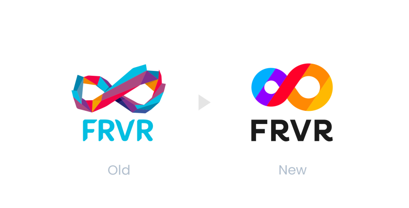 FRVR免費休閑游戲平臺網站品牌重塑,對角線顏色分割無窮大造型LOGO設計 FRVR免費休閑游戲平臺網站品牌重塑,對角線顏色分割無窮大造型LOGO設計