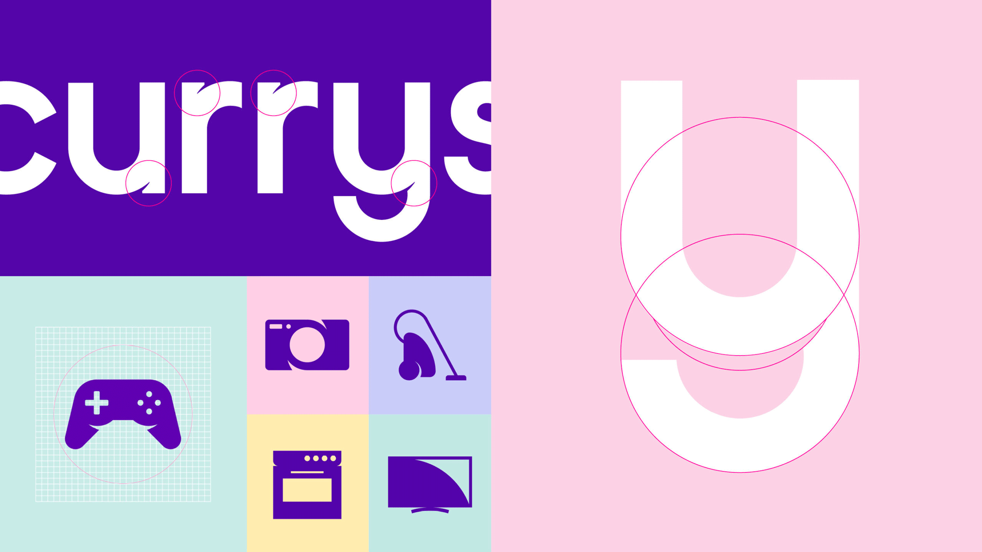 Currys 科技技術產品和服務全渠道零售商品牌logo設計vi設計“3D圓形圖形”-logo標準化制圖規范