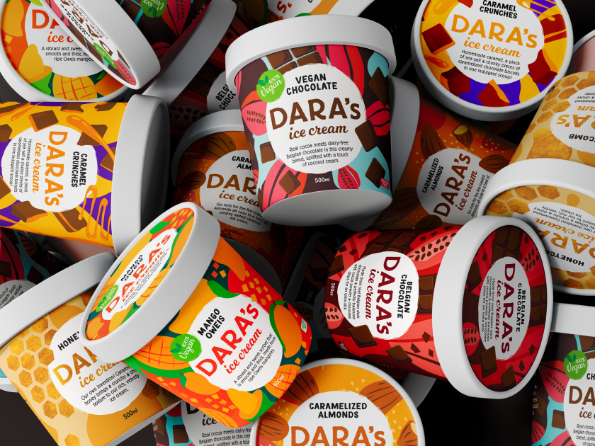 Dara全天然手工冰淇淋包裝設(shè)計“鮮艷飽滿的插畫”