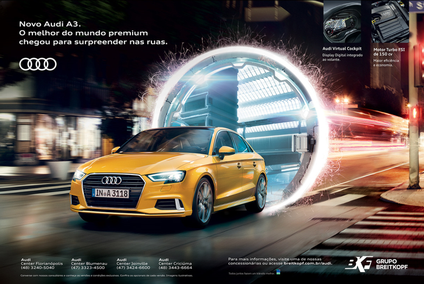 Audi 奧迪 A3 汽車宣傳主KV平面廣告設計“超時空傳送”篇