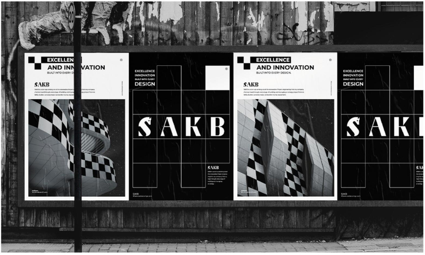 SAKB可再生能源建筑公司企業(yè)vi形象設計—S+國際象棋馬logo設計與棋盤輔助圖形設計