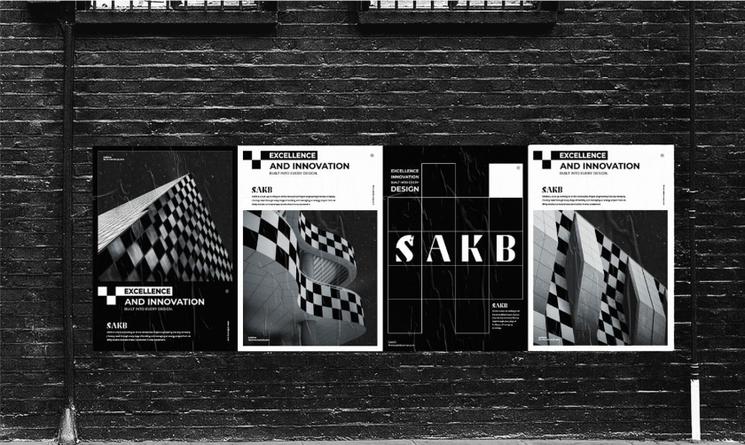 SAKB可再生能源建筑公司企業(yè)vi形象設計—S+國際象棋馬logo設計與棋盤輔助圖形設計