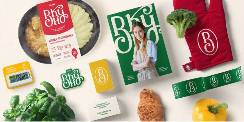 Вкусно 食品連鎖零售商品牌vi形象設(shè)計(jì)包裝設(shè)計(jì)，手寫字體+豐富配色營(yíng)造食欲感