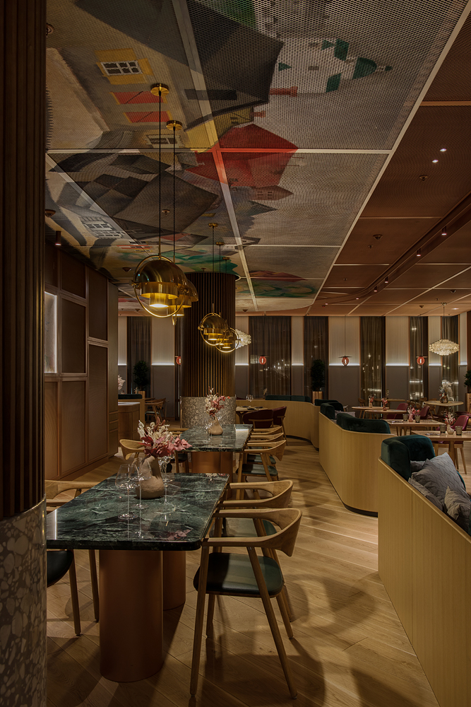 高級沙加爾餐廳餐飲室內空間設計，藝術與奢華風格