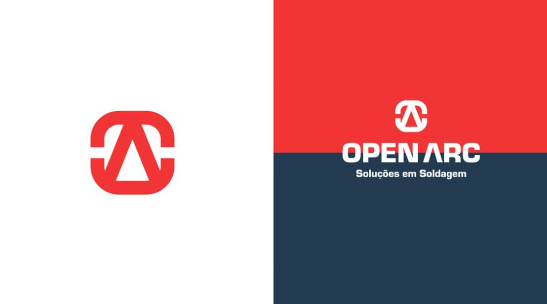Open Arc 焊接解決方案公司企業(yè)視覺形象識(shí)別設(shè)計(jì)，字母O+A電弧打開圖形
