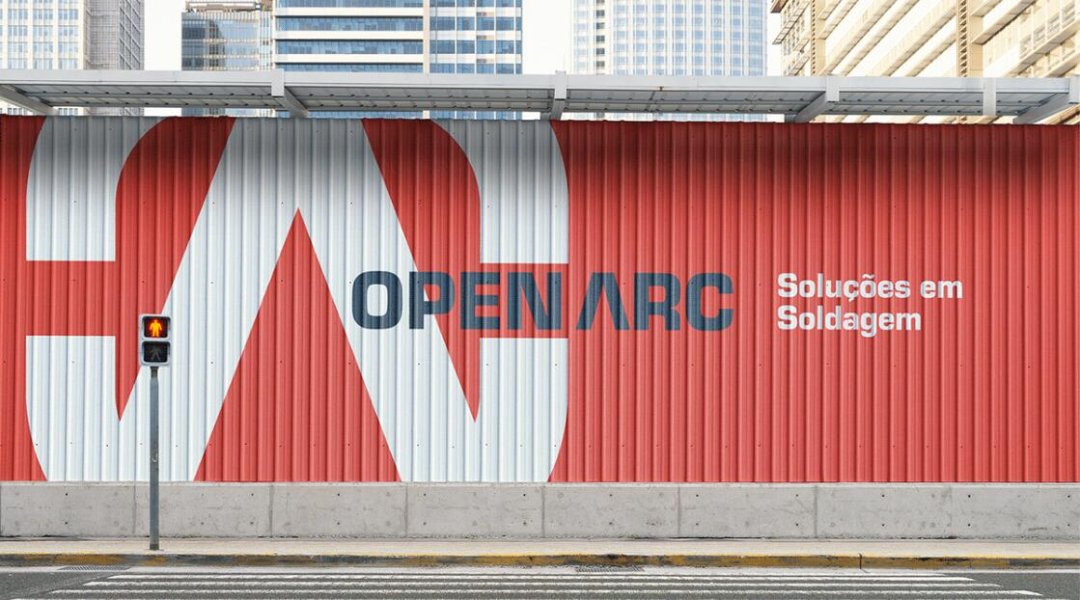 Open Arc 焊接解決方案公司企業(yè)視覺形象識(shí)別設(shè)計(jì)，字母O+A電弧打開圖形