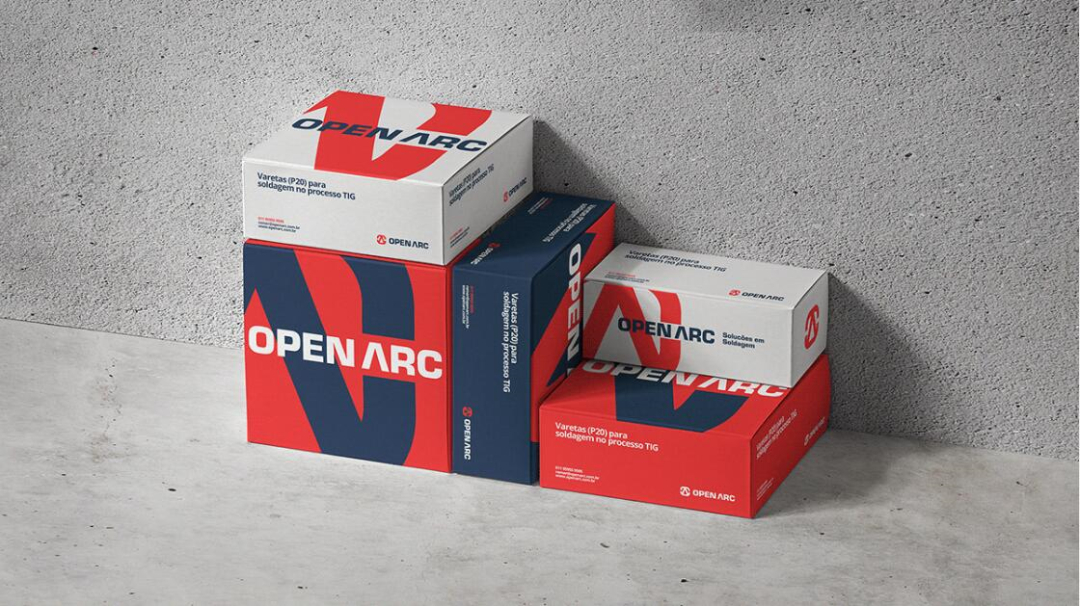 Open Arc 焊接解決方案公司企業(yè)視覺形象識(shí)別設(shè)計(jì)，字母O+A電弧打開圖形