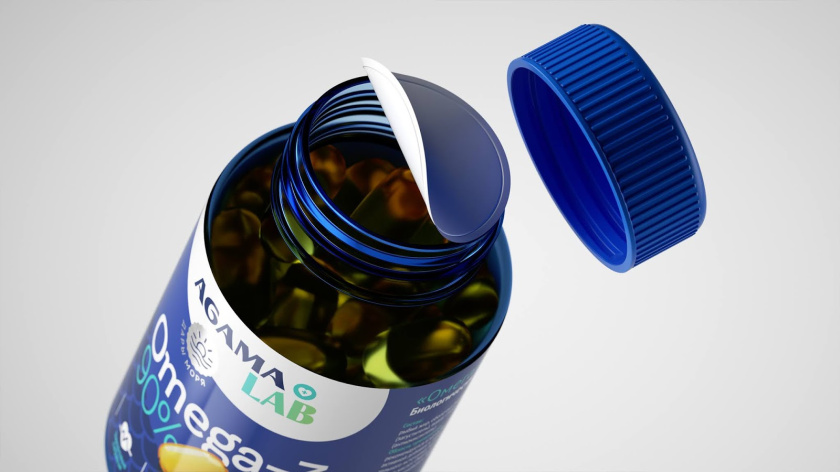 Agama lab魚肝油Omega-3魚油保健品包裝設(shè)計，注重信息分類處理