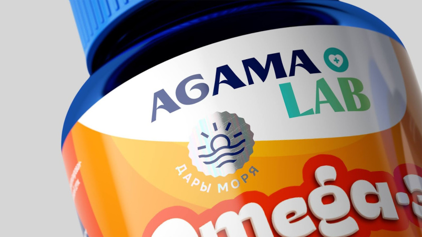 Agama lab魚肝油Omega-3魚油保健品包裝設(shè)計，注重信息分類處理