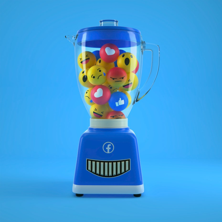 facebook 表情符號在榨汁機中的 3D 設(shè)計