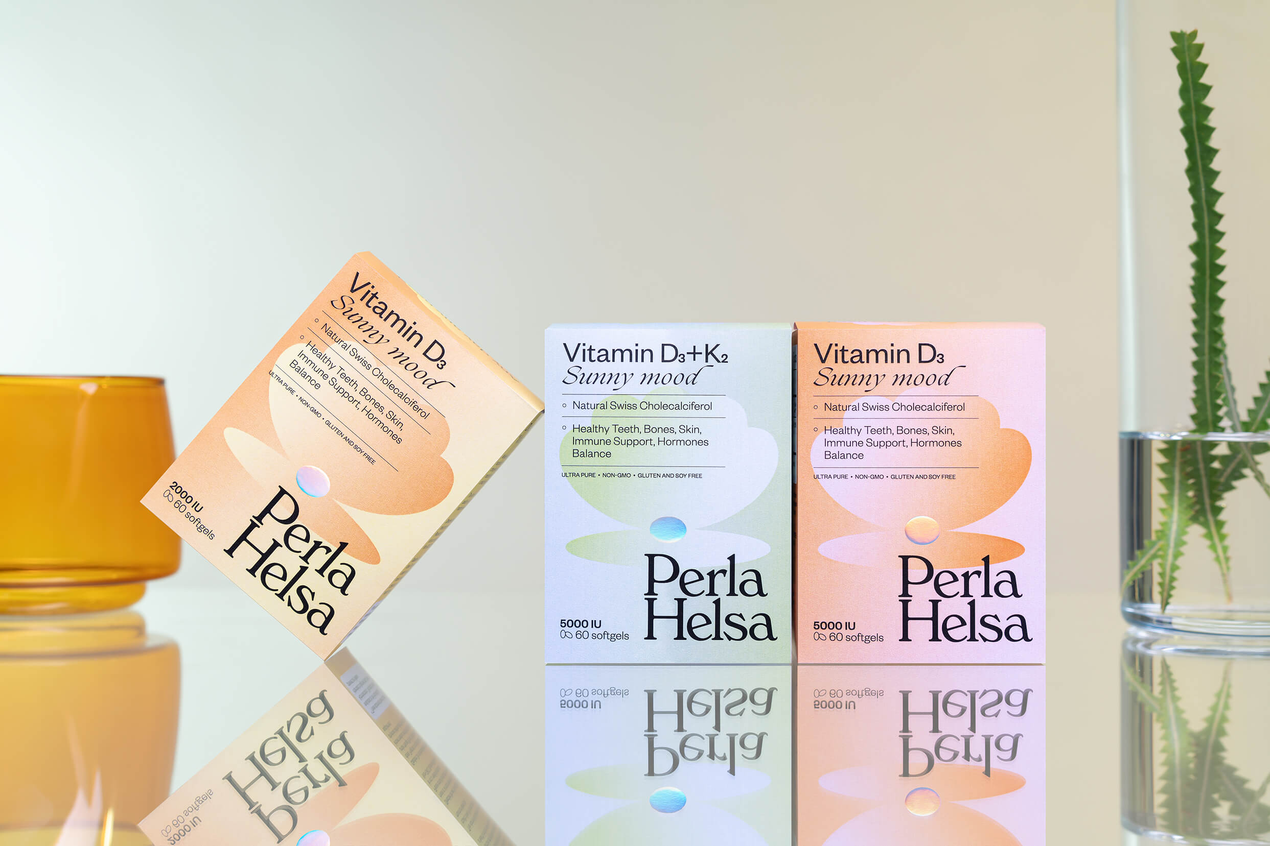 Perla Hesla膳食營(yíng)養(yǎng)補(bǔ)充劑保健品包裝設(shè)計(jì)，貝殼珍珠元素+優(yōu)雅漸變?cè)O(shè)計(jì)