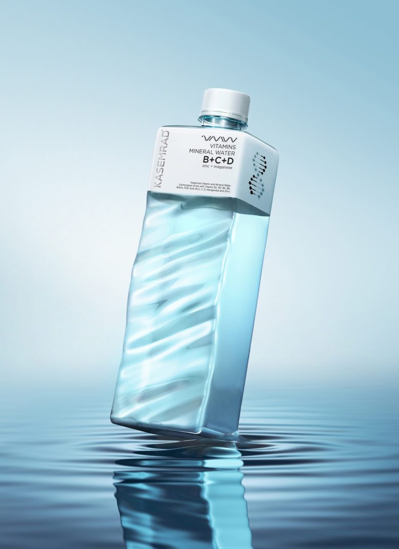 KASEMRAD天然維生素礦泉水溪流波紋瓶形設計包裝設計