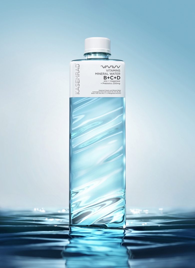 KASEMRAD天然維生素礦泉水溪流波紋瓶形設計包裝設計