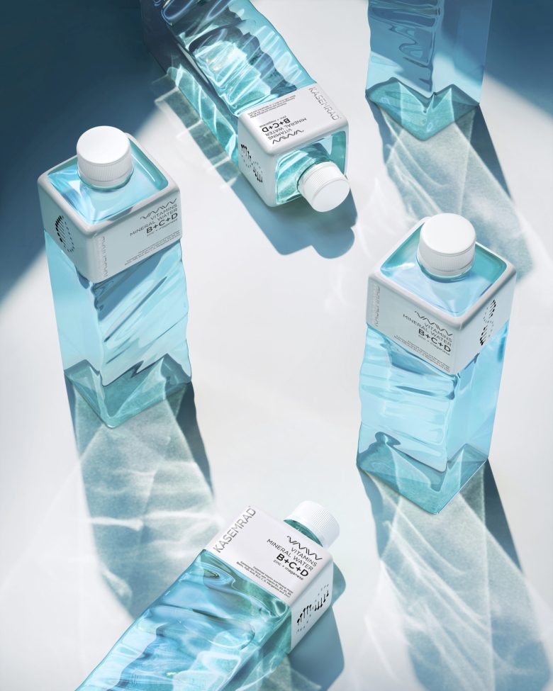 KASEMRAD天然維生素礦泉水溪流波紋瓶形設計包裝設計