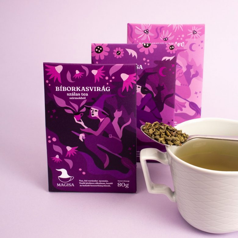 Magisa年輕女士涼茶包裝設計“算命的女巫”插畫