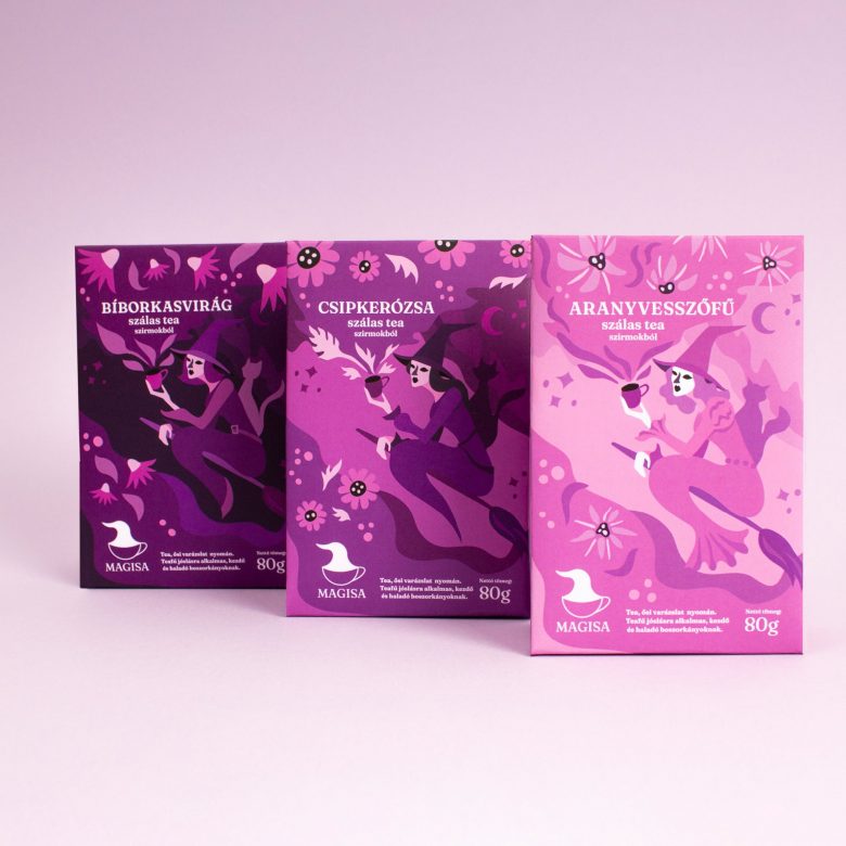Magisa年輕女士涼茶包裝設計“算命的女巫”插畫