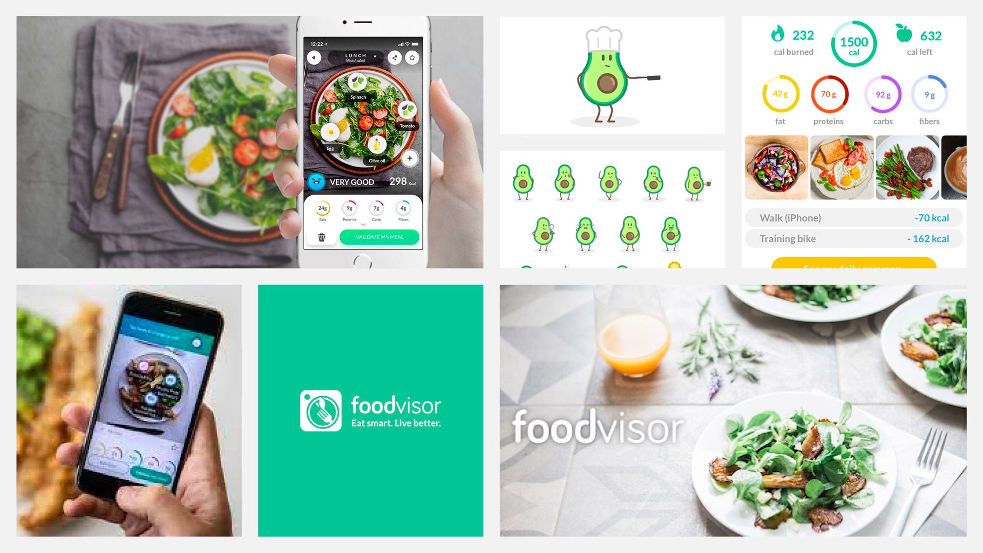 Foodvisor個人營養健康應用程序品牌vi形象設計鱷梨吉祥物設計