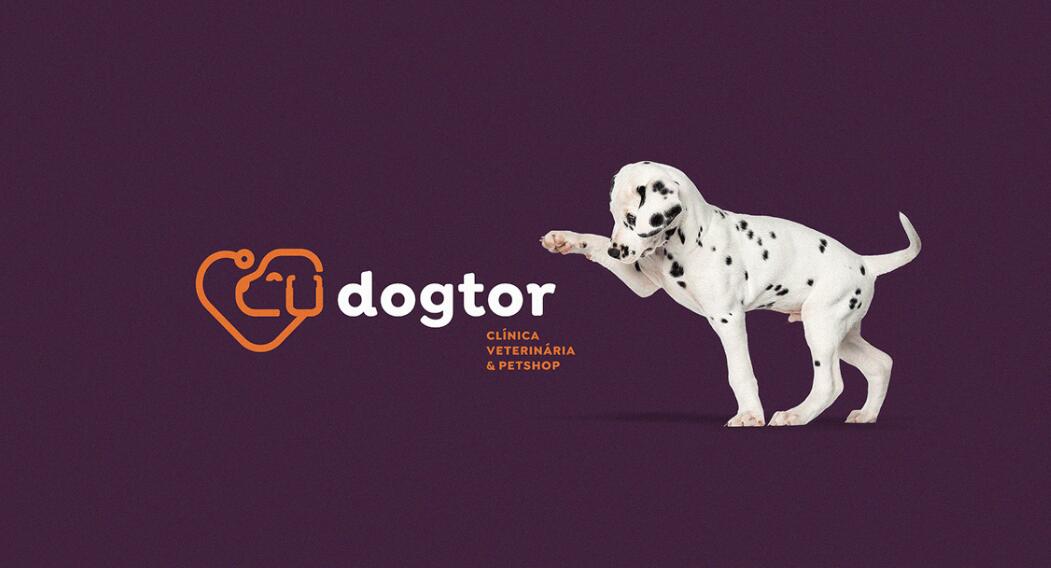 Dogtor 寵物醫院獸醫診所logo設計vi設計，愛+醫生+狗