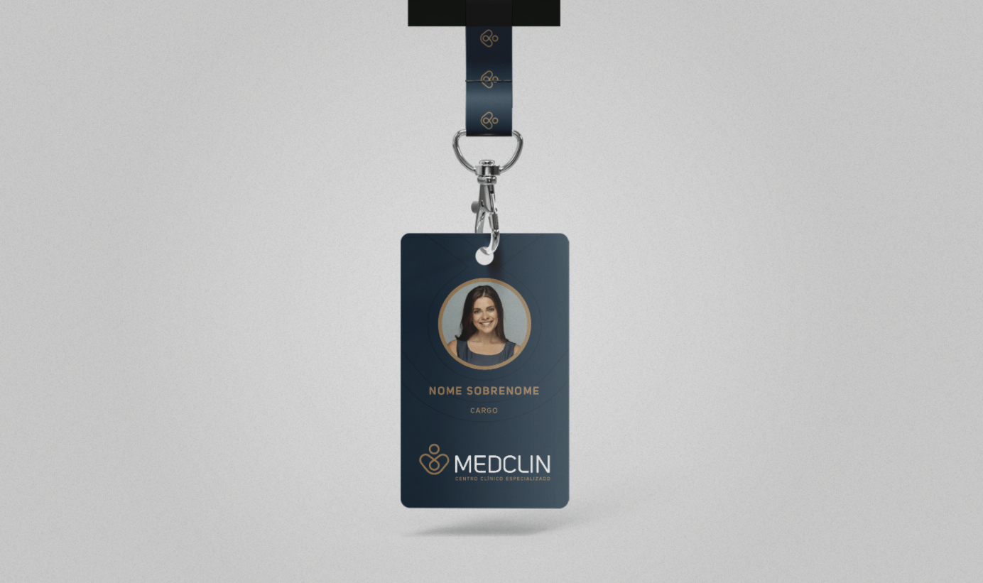 Medclin 高端醫療體檢醫院logo設計vi設計，藍金尊貴體驗氛圍