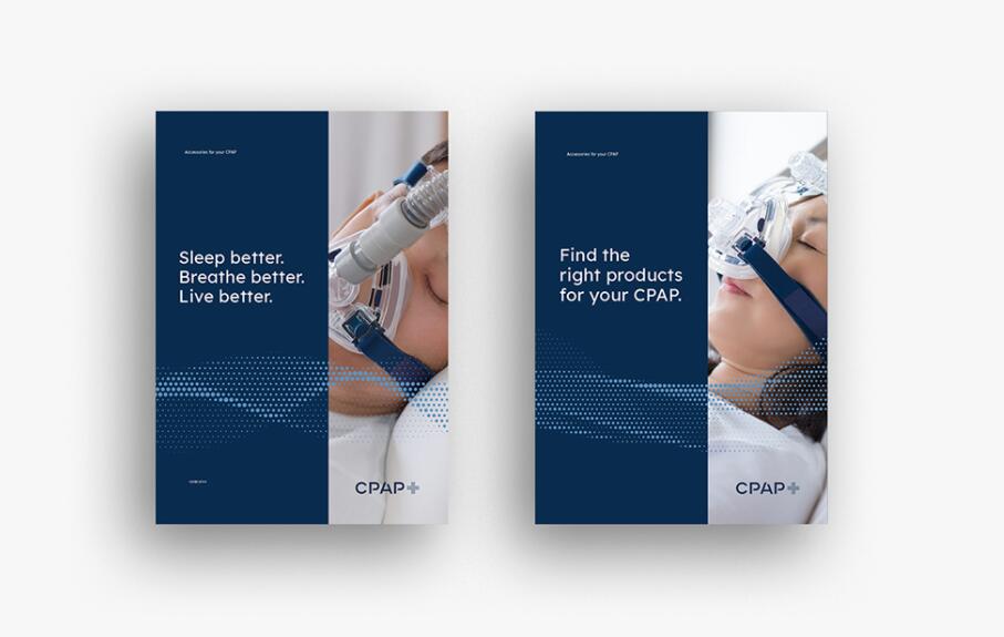 CPAP+睡眠呼吸暫停通氣治療醫(yī)療設(shè)備品牌logo設(shè)計(jì)視覺形象vi設(shè)計(jì)“圓點(diǎn)氣流”圖案