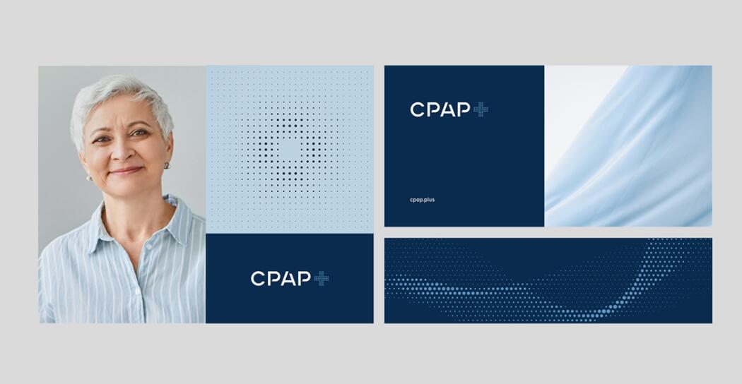 CPAP+睡眠呼吸暫停通氣治療醫(yī)療設(shè)備品牌logo設(shè)計(jì)視覺形象vi設(shè)計(jì)“圓點(diǎn)氣流”圖案