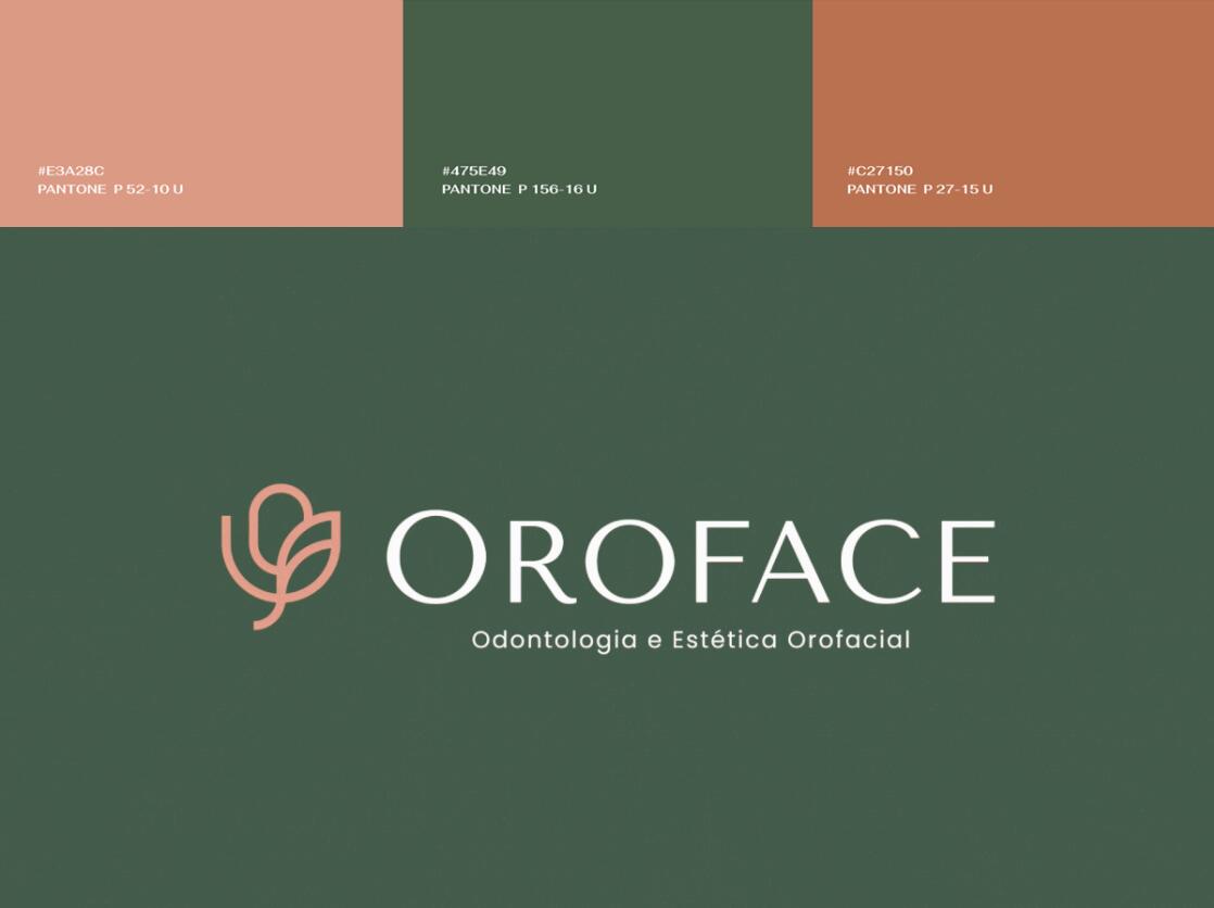 Oroface牙科牙齒矯正與口腔美容診所logo設(shè)計(jì)vi設(shè)計(jì)，花朵字母logo+粉綠配色