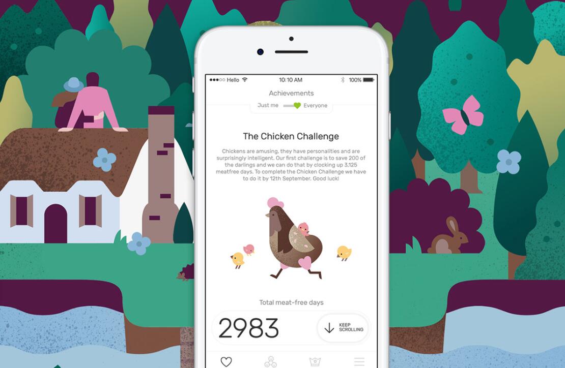 The Darwin Challenge不吃肉app應用程序界面設計與風景矢量插畫設計風格 The Darwin Challenge不吃肉app應用程序界面設計與風景矢量插畫設計風格