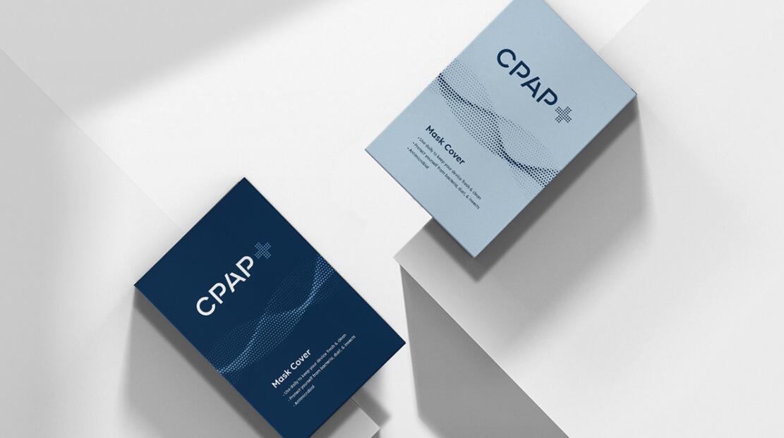 CPAP+睡眠呼吸暫停通氣治療醫(yī)療設(shè)備品牌logo設(shè)計(jì)視覺形象vi設(shè)計(jì)“圓點(diǎn)氣流”圖案