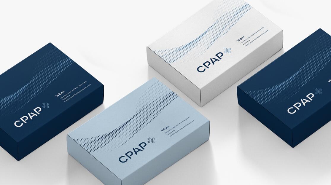CPAP+睡眠呼吸暫停通氣治療醫(yī)療設(shè)備品牌logo設(shè)計(jì)視覺形象vi設(shè)計(jì)“圓點(diǎn)氣流”圖案