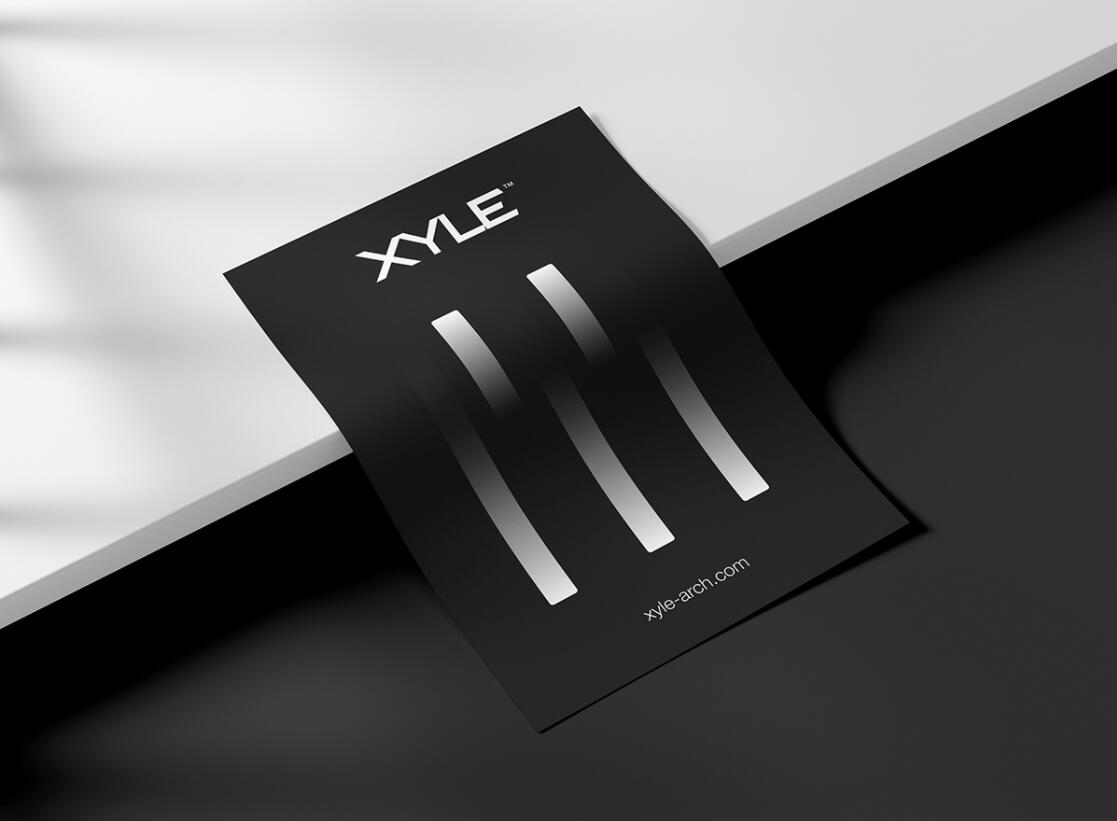 Xyle建筑設(shè)計公司logo設(shè)計品牌形象vis設(shè)計，x磚塊logo與超酷黑白漸變vi風