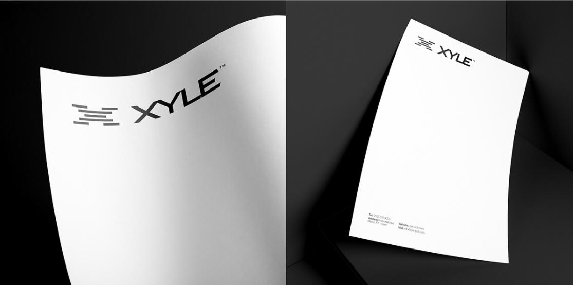 Xyle建筑設(shè)計公司logo設(shè)計品牌形象vis設(shè)計，x磚塊logo與超酷黑白漸變vi風