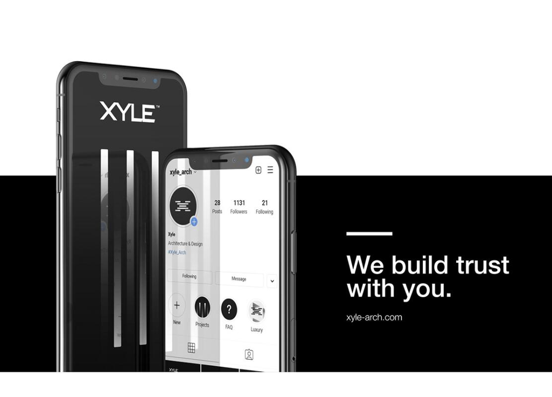 Xyle建筑設(shè)計公司logo設(shè)計品牌形象vis設(shè)計，x磚塊logo與超酷黑白漸變vi風